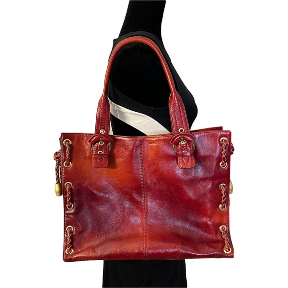 amerileather Bags Amerileather Red Leather Tote Style Shoulder Bag